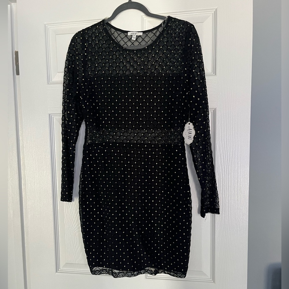 Black XL AUW sheer minidress